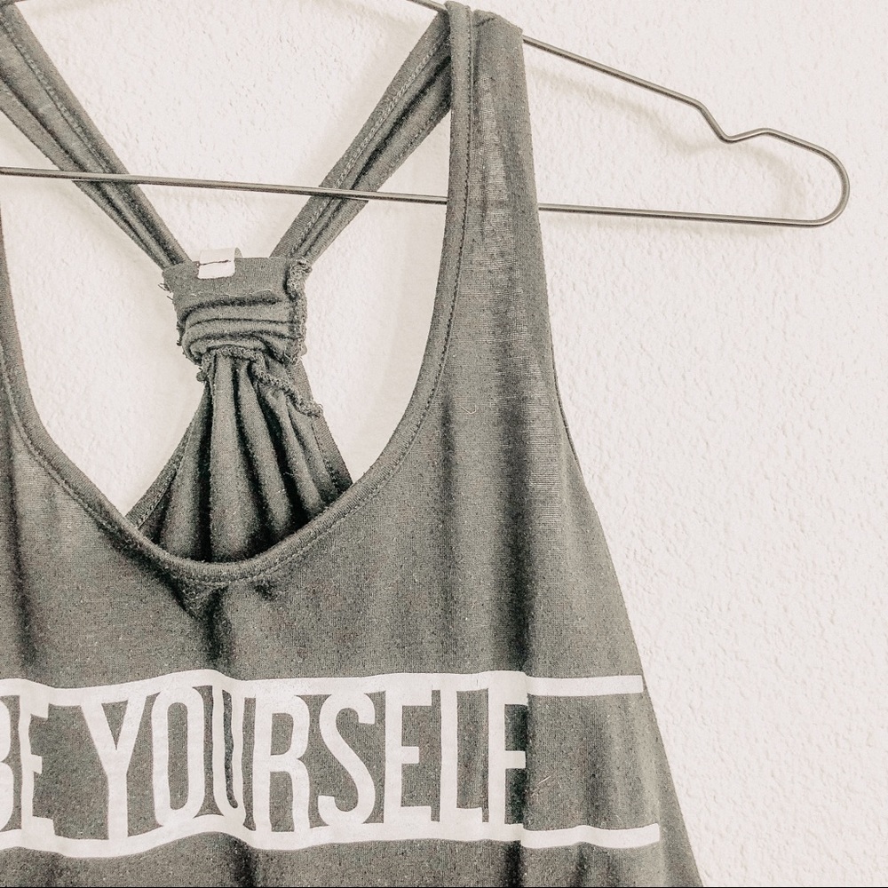 OMT Active Black/White “Be Yourself”Workout Tank. Size Large